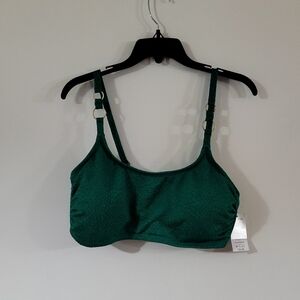 Time.and Tru Green Lattice plus Bikini bottom ring bralette top sz 1x 16w-18w.
